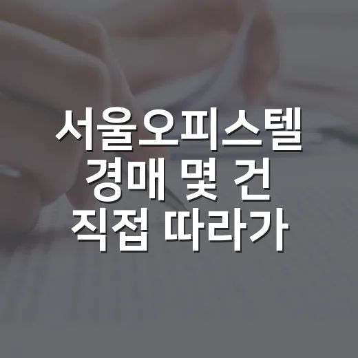 서울오피스텔 경매 몇 건 직접 따라가 봤더니, 숫자보다 무서운 건 따로 있었습니다 - 요약