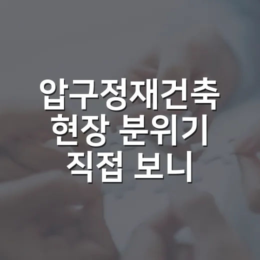 압구정재건축 현장 분위기 직접 보니, 초보가 숫자만 보고 덤비면 다치는 이유 - 요약