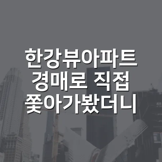 한강뷰아파트 경매로 직접 쫓아가봤더니, 창밖보다 먼저 봐야 할 것들 - 요약