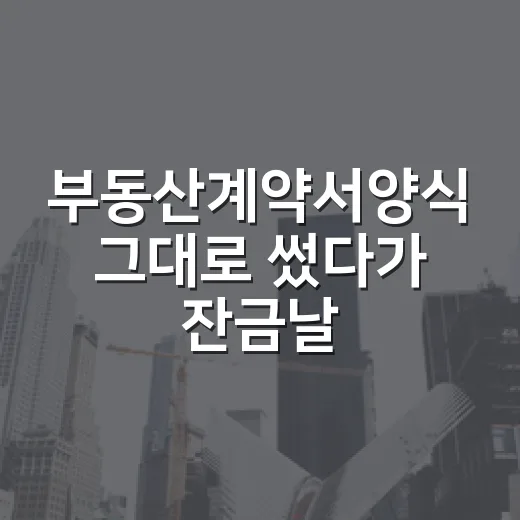 부동산계약서양식 그대로 썼다가 잔금날 식은땀 난 이야기 - 요약