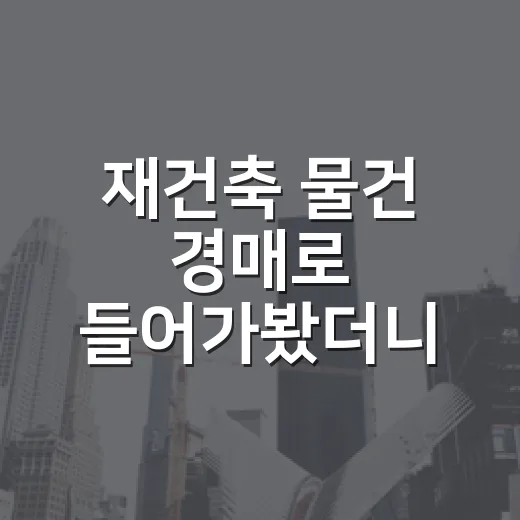 재건축 물건 경매로 들어가봤더니, 숫자보다 조합 서류가 더 무서웠다 - 요약