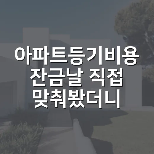 아파트등기비용 잔금날 직접 맞춰봤더니, 진짜 새는 돈은 따로 있었습니다 - 요약