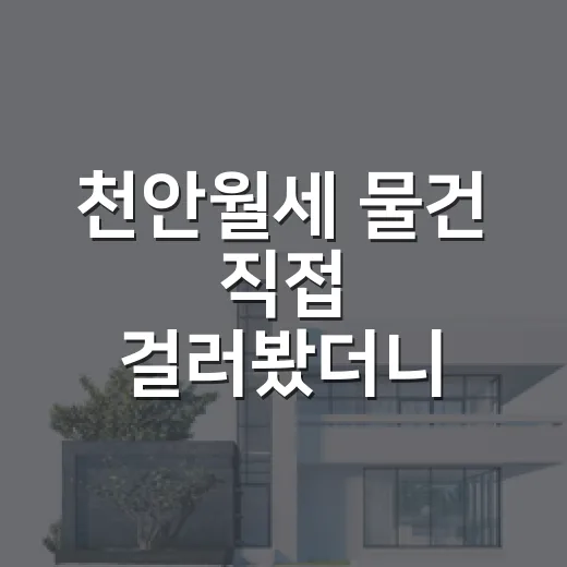 천안월세 물건 직접 걸러봤더니, 숫자보다 먼저 봐야 할 게 있더군요 - 요약