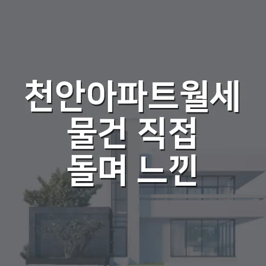 천안아파트월세 물건 직접 돌며 느낀 진짜 가격차이 이야기 - 요약