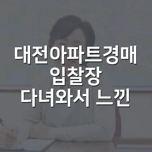 대전아파트경매 입찰장 다녀와서 느낀 진짜 난이도 - 요약