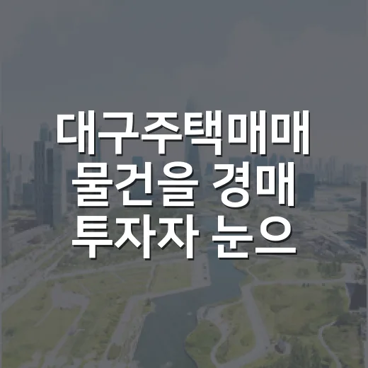 대구주택매매 물건을 경매 투자자 눈으로 직접 걸러봤더니 보인 것들 - 요약