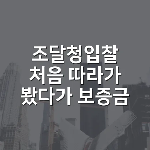 조달청입찰 처음 따라가 봤다가 보증금보다 먼저 본 것들 - 요약
