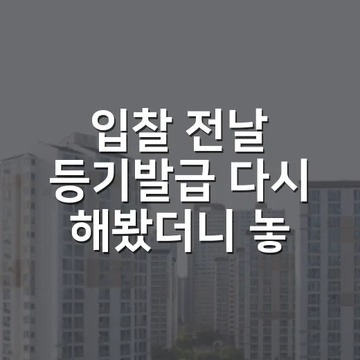입찰 전날 등기발급 다시 해봤더니 놓친 700만 원이 보였습니다 - 요약