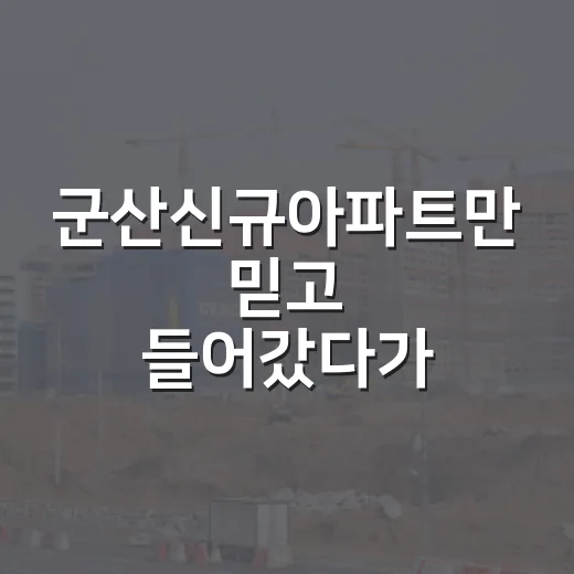 군산신규아파트만 믿고 들어갔다가 숫자 다시 두드려본 이야기 - 요약