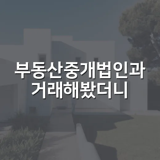 부동산중개법인과 거래해봤더니, 간판보다 담당자가 더 중요했습니다 - 요약