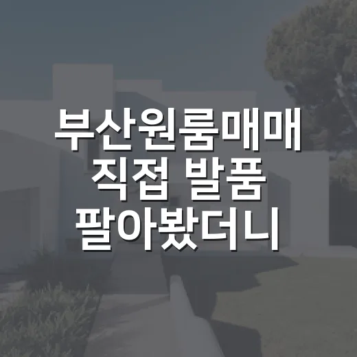 부산원룸매매 직접 발품 팔아봤더니, 싼 물건보다 무서운 건 따로 있었습니다 - 요약