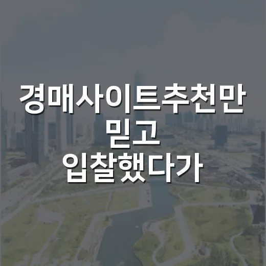 경매사이트추천만 믿고 입찰했다가 800만 원 날릴 뻔한 이야기 - 요약