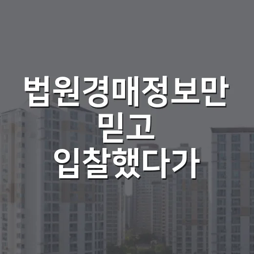 법원경매정보만 믿고 입찰했다가 식은땀 난 이야기 - 요약