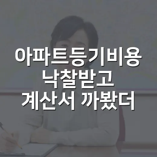 아파트등기비용 낙찰받고 계산서 까봤더니, 진짜 돈은 여기서 새더라 - 요약