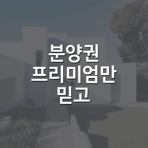 분양권 프리미엄만 믿고 들어갔다가 잔금 앞에서 식은땀 난 이야기 - 요약