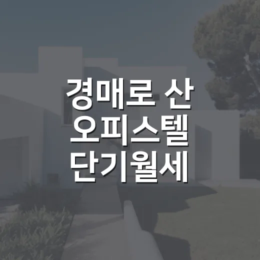 경매로 산 오피스텔 단기월세 돌려봤더니, 월세보다 먼저 보인 것들 - 요약
