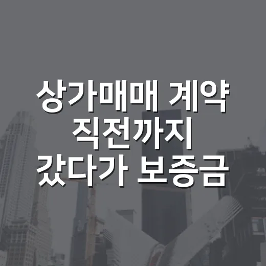 상가매매 계약 직전까지 갔다가 보증금 한 줄 때문에 멈춘 이야기 - 요약