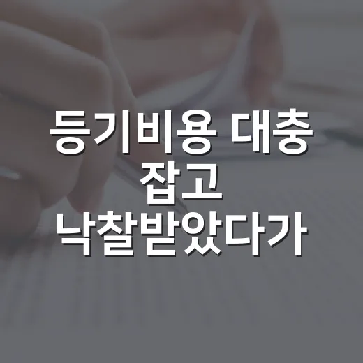 등기비용 대충 잡고 낙찰받았다가 잔금날 식은땀 난 이야기 - 요약