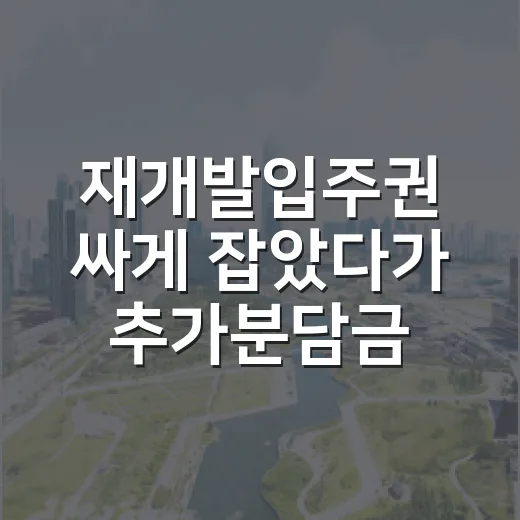 재개발입주권 싸게 잡았다가 추가분담금 보고 식은땀 난 이야기 - 요약