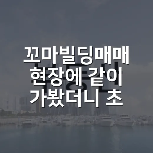 꼬마빌딩매매 현장에 같이 가봤더니 초보가 먼저 봐야 할 게 보였습니다 - 요약