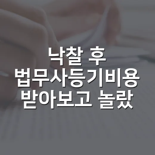 낙찰 후 법무사등기비용 받아보고 놀랐던 진짜 이유 - 요약