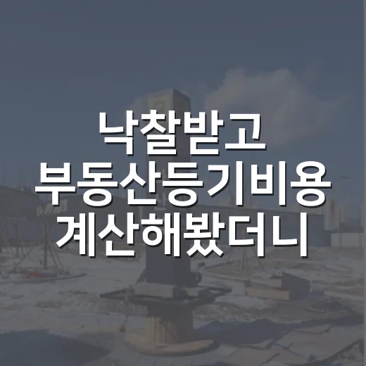 낙찰받고 부동산등기비용 계산해봤더니, 잔금보다 더 무서운 건 따로 있었습니다 - 요약
