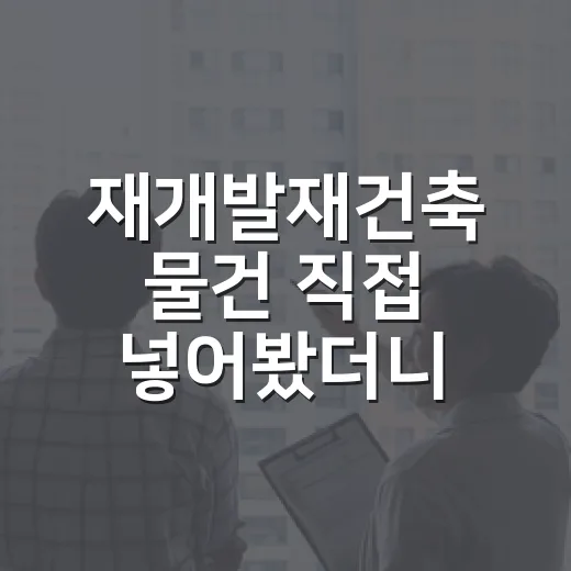 재개발재건축 물건 직접 넣어봤더니, 돈 되는 줄만 알았던 구역의 진짜 얼굴 - 요약