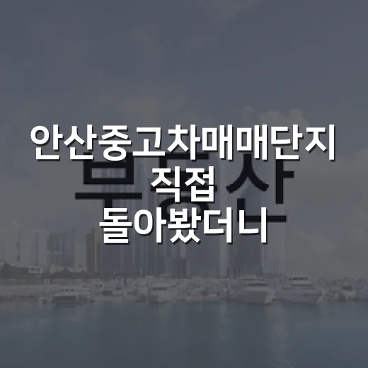 안산중고차매매단지 직접 돌아봤더니, 경매 투자자 눈에는 이것부터 보였습니다 - 요약