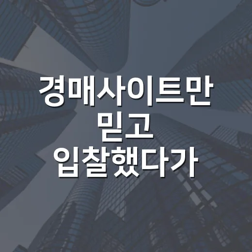 경매사이트만 믿고 입찰했다가 식은땀 난 날의 진짜 이야기 - 요약