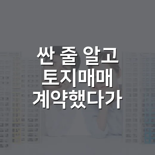 싼 줄 알고 토지매매 계약했다가 현장에서 식은땀 난 이야기 - 요약