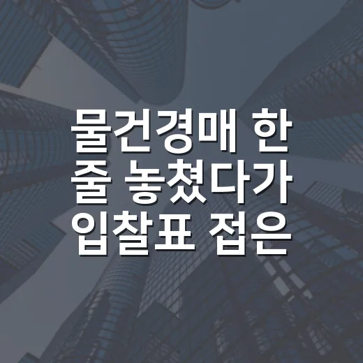 물건경매 한 줄 놓쳤다가 입찰표 접은 날의 진짜 이야기 - 요약