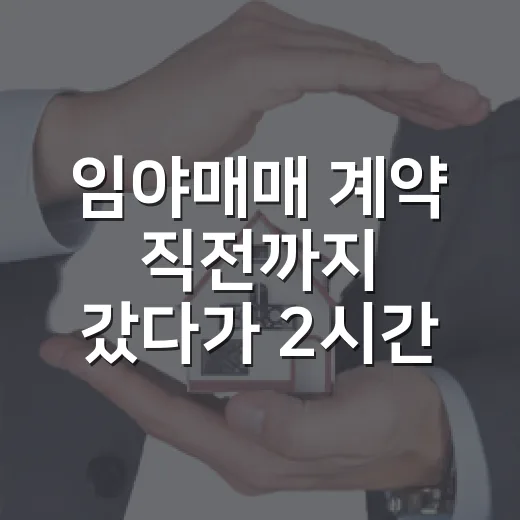 임야매매 계약 직전까지 갔다가 2시간 만에 발 뺀 이야기 - 요약