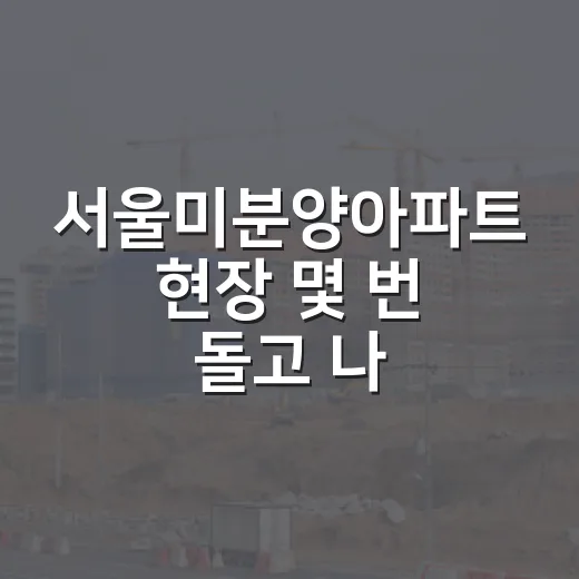 서울미분양아파트 현장 몇 번 돌고 나서야 보인 진짜 신호 - 요약