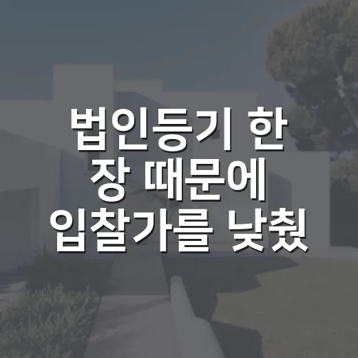 법인등기 한 장 때문에 입찰가를 낮췄던 현장 이야기 - 요약