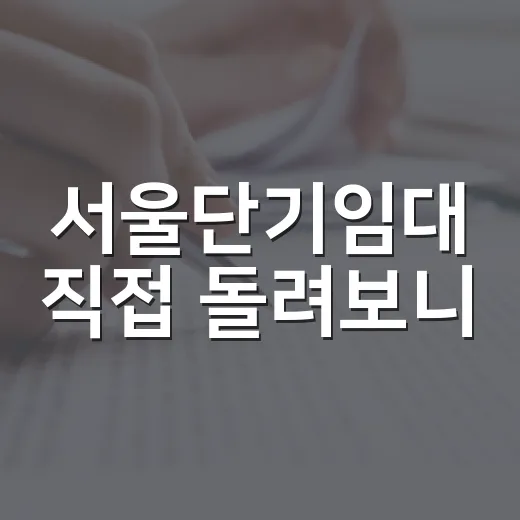 서울단기임대 직접 돌려보니, 월세보다 쉬운 줄 알았던 진짜 이야기 - 요약