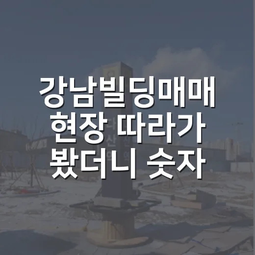 강남빌딩매매 현장 따라가 봤더니 숫자보다 먼저 보인 것들 - 요약