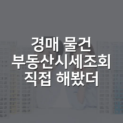 경매 물건 부동산시세조회 직접 해봤더니, 감정가보다 무서운 숫자가 따로 있었습니다 - 요약