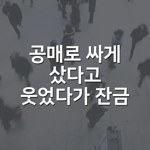 공매로 싸게 샀다고 웃었다가 잔금 앞에서 식은땀 난 이야기 - 요약