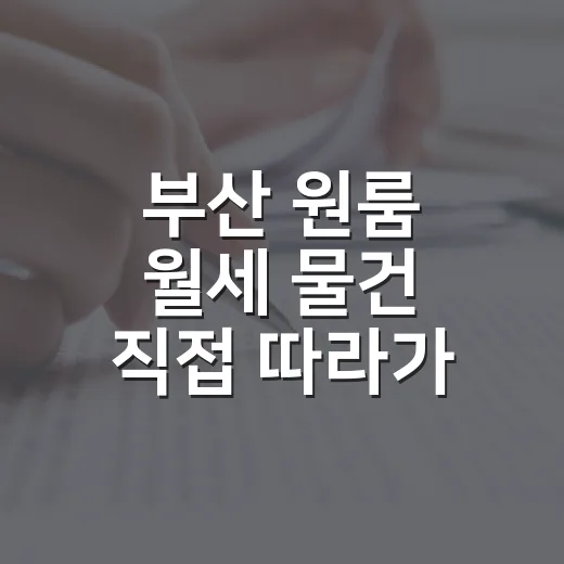 부산 원룸 월세 물건 직접 따라가 봤더니, 숫자보다 냄새가 먼저 보였습니다 - 요약