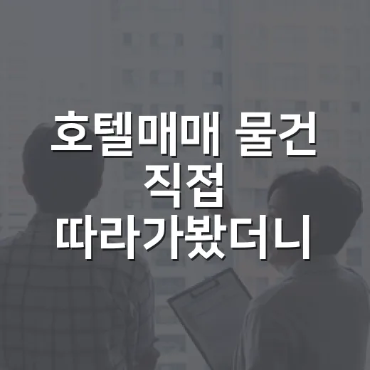 호텔매매 물건 직접 따라가봤더니, 싸 보이는 가격에 숨어 있던 돈 - 요약