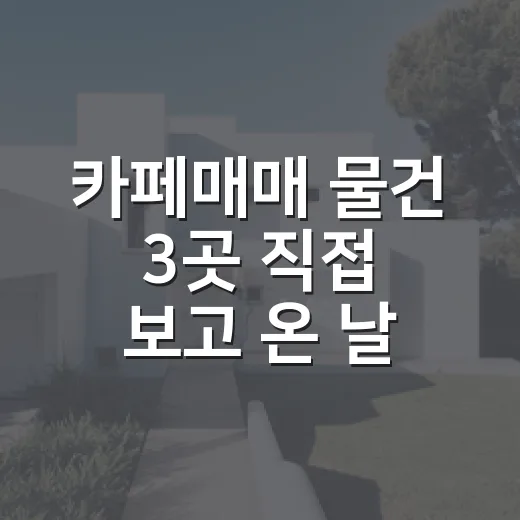 카페매매 물건 3곳 직접 보고 온 날, 권리금보다 무서웠던 것들 - 요약