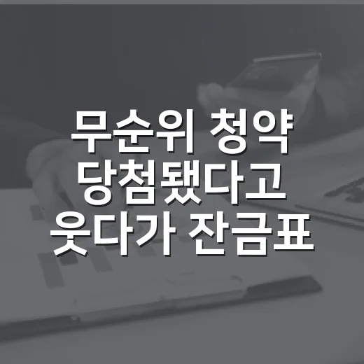 무순위 청약 당첨됐다고 웃다가 잔금표 보고 식은땀 난 이야기 - 요약