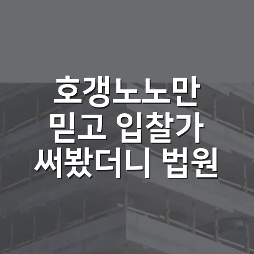 호갱노노만 믿고 입찰가 써봤더니 법원 앞에서 손이 멈춘 이유 - 요약