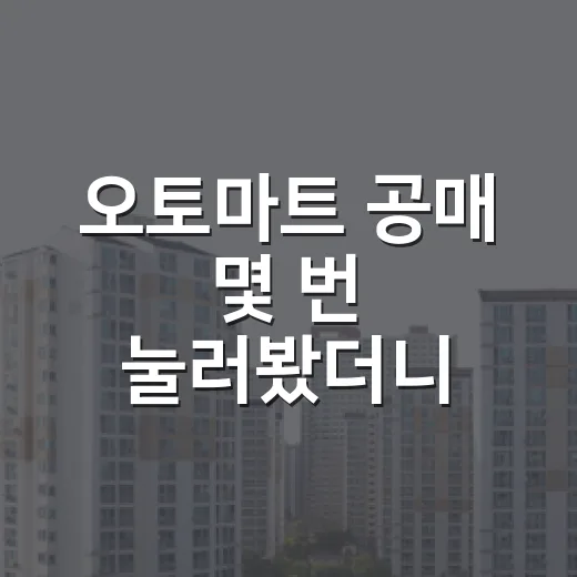 오토마트 공매 몇 번 눌러봤더니, 싼 차보다 먼저 보이는 게 있더라 - 요약
