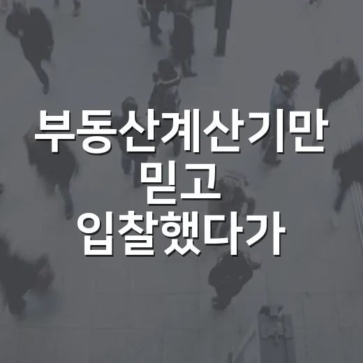 부동산계산기만 믿고 입찰했다가 현장에서 다시 엑셀을 켠 이야기 - 요약