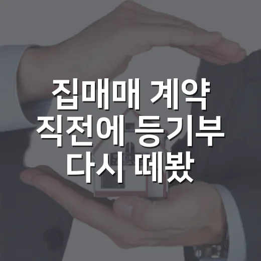 집매매 계약 직전에 등기부 다시 떼봤더니 잔금 날 식은땀 난 이야기 - 요약