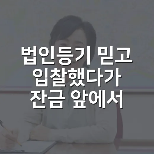 법인등기 믿고 입찰했다가 잔금 앞에서 식은땀 난 이야기 - 요약