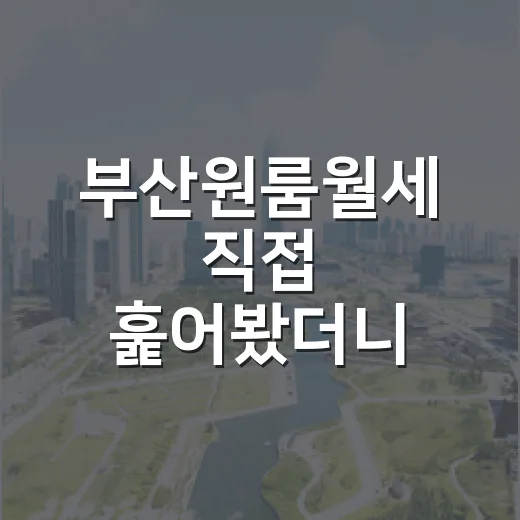 부산원룸월세 직접 훑어봤더니, 싼 방보다 무서운 건 따로 있었습니다 - 요약