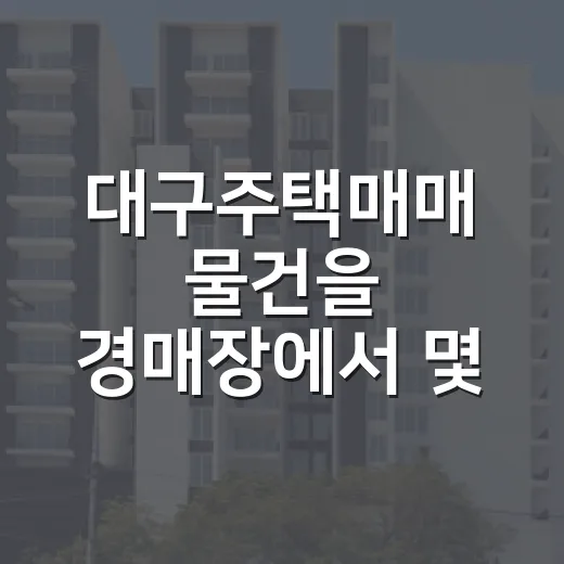 대구주택매매 물건을 경매장에서 몇 번 놓쳐보고 알게 된 진짜 가격 - 요약