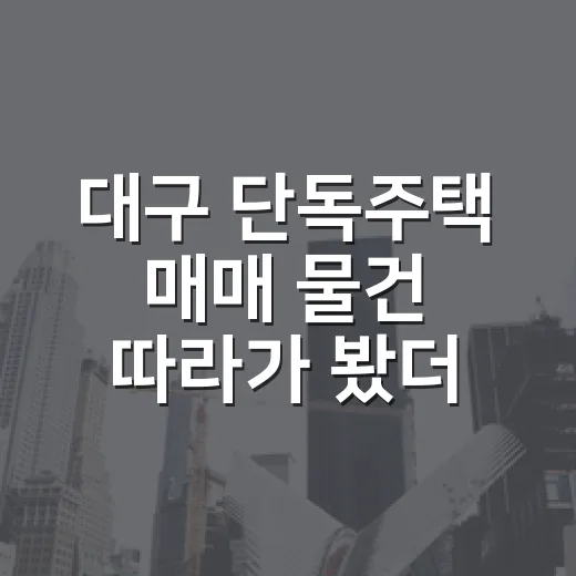 대구 단독주택 매매 물건 따라가 봤더니, 싸 보이는 집일수록 더 무서웠습니다 - 요약